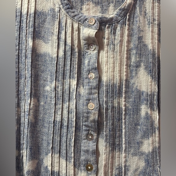 Faherty Sky Blue Tie Dye Linen Blend Shirt Dress Size Small summer beach resort - Picture 6 of 15